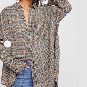 FREE PEOPLE Break My Stripe Plaid Shirt